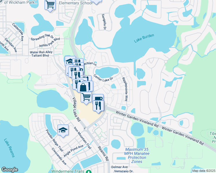 map of restaurants, bars, coffee shops, grocery stores, and more near 8192 Boat Hook Loop in Windermere