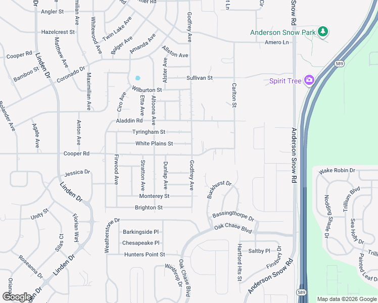 map of restaurants, bars, coffee shops, grocery stores, and more near 1101 Godfrey Avenue in Spring Hill