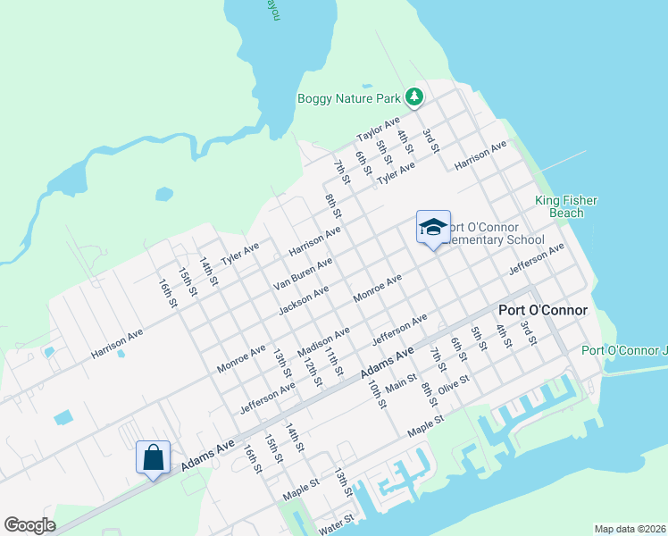 map of restaurants, bars, coffee shops, grocery stores, and more near 509 9th Street in Port O'Connor