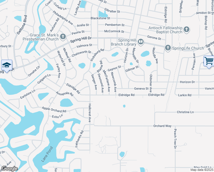 map of restaurants, bars, coffee shops, grocery stores, and more near 1170 Macfarlane Avenue in Spring Hill