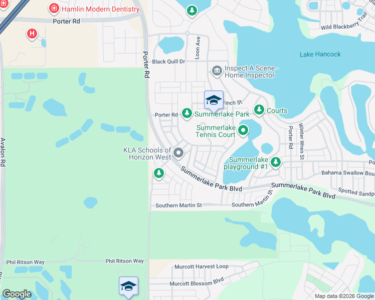 map of restaurants, bars, coffee shops, grocery stores, and more near 8112 Summerlake Groves Street in Winter Garden