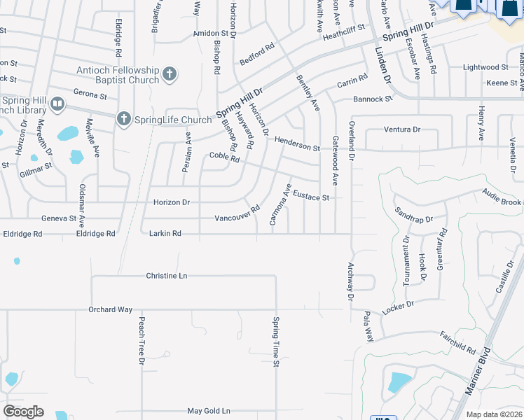 map of restaurants, bars, coffee shops, grocery stores, and more near 10104 Horizon Drive in Spring Hill