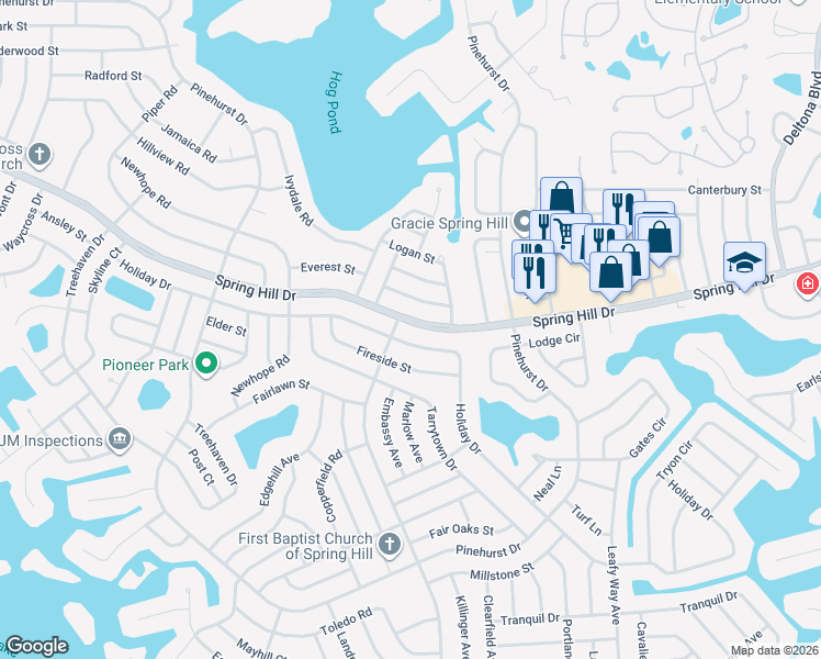 map of restaurants, bars, coffee shops, grocery stores, and more near in Spring Hill