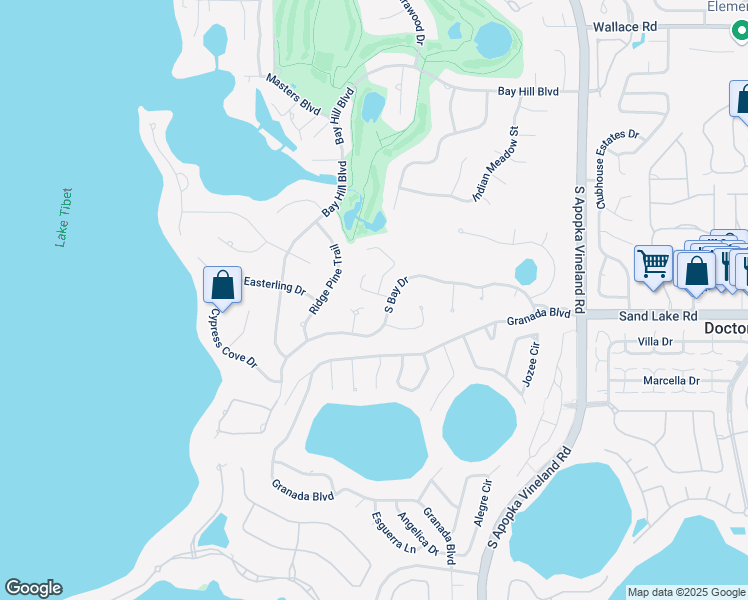 map of restaurants, bars, coffee shops, grocery stores, and more near 8906 Jonathan Manor Drive in Orlando
