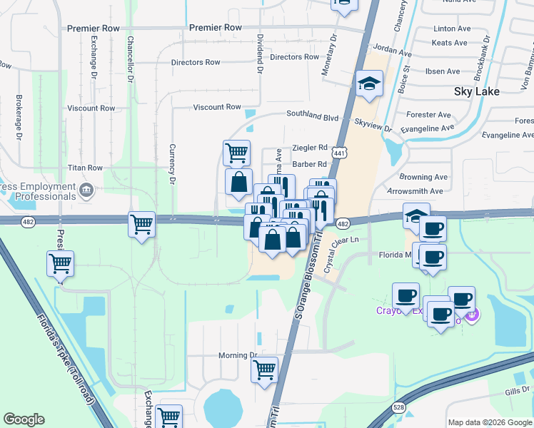 map of restaurants, bars, coffee shops, grocery stores, and more near in Orange County