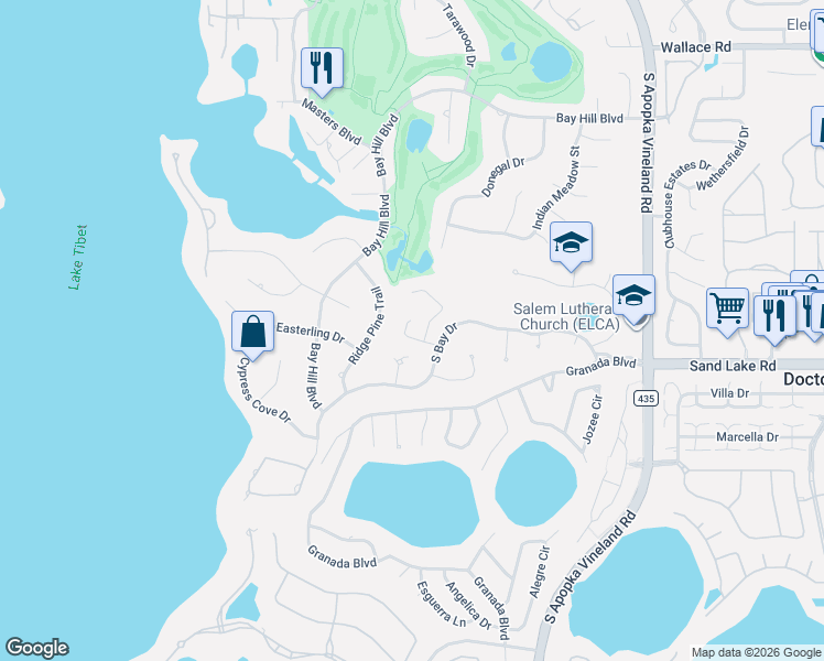map of restaurants, bars, coffee shops, grocery stores, and more near 8906 Jonathan Manor Drive in Orlando