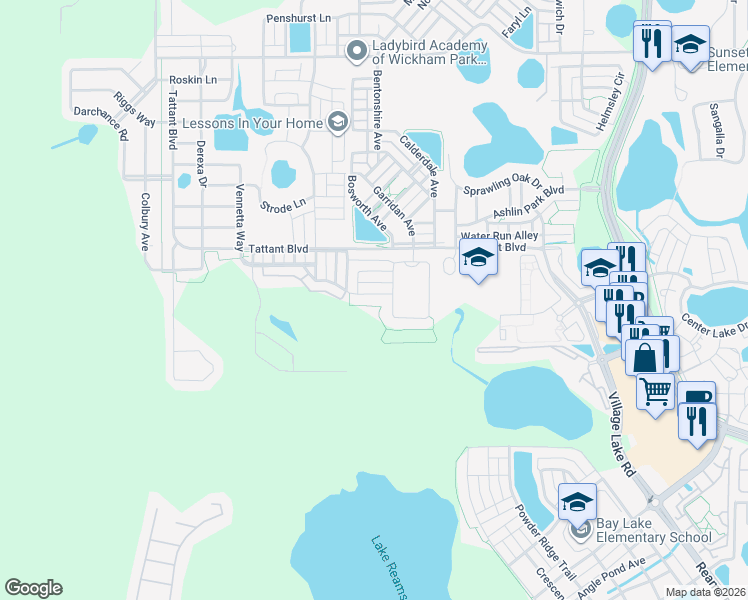 map of restaurants, bars, coffee shops, grocery stores, and more near 12640 Salomon Cove Drive in Windermere