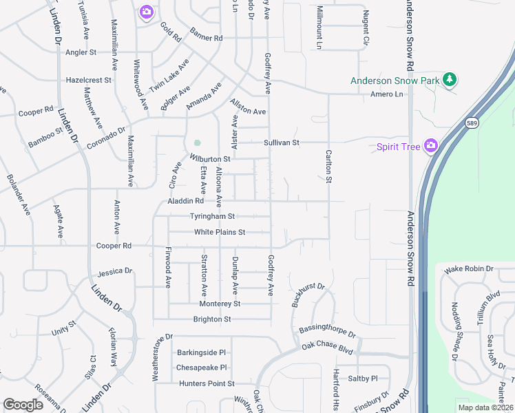 map of restaurants, bars, coffee shops, grocery stores, and more near 14034 Tyringham Street in Spring Hill