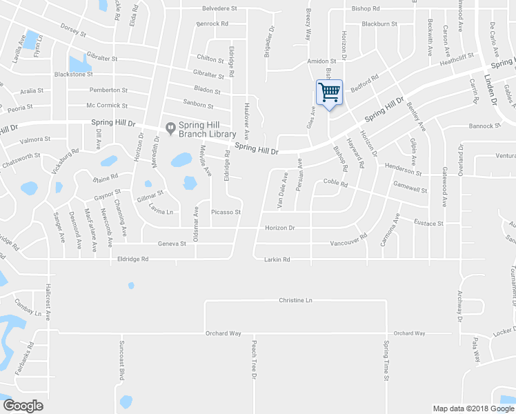 map of restaurants, bars, coffee shops, grocery stores, and more near 1610 Larkin Road in Spring Hill