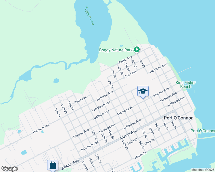 map of restaurants, bars, coffee shops, grocery stores, and more near 803 Tyler Avenue in Port O'Connor