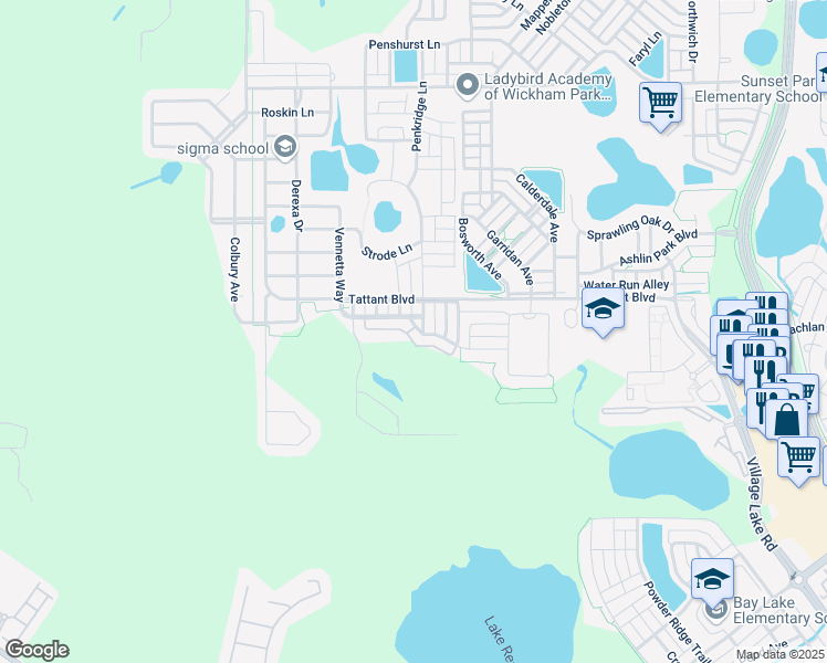 map of restaurants, bars, coffee shops, grocery stores, and more near 12848 Salomon Cove Drive in Windermere
