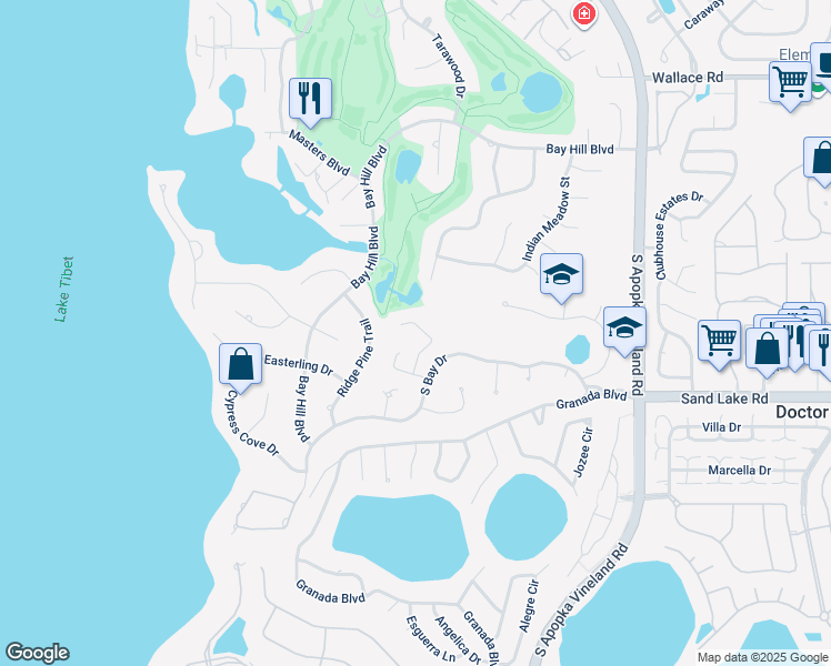map of restaurants, bars, coffee shops, grocery stores, and more near 9030 Shawn Park Place in Orlando
