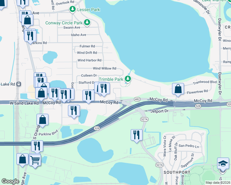 map of restaurants, bars, coffee shops, grocery stores, and more near 1774 Pam Circle in Belle Isle