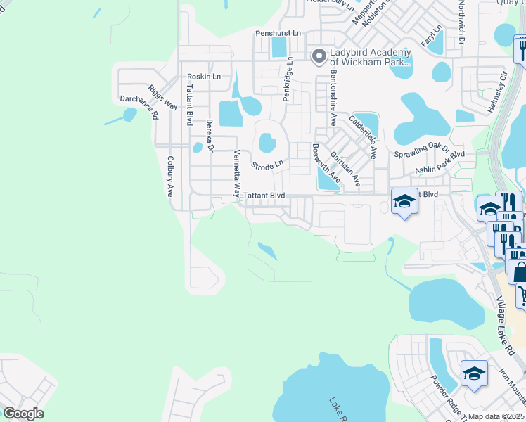 map of restaurants, bars, coffee shops, grocery stores, and more near 12954 Vennetta Way in Windermere