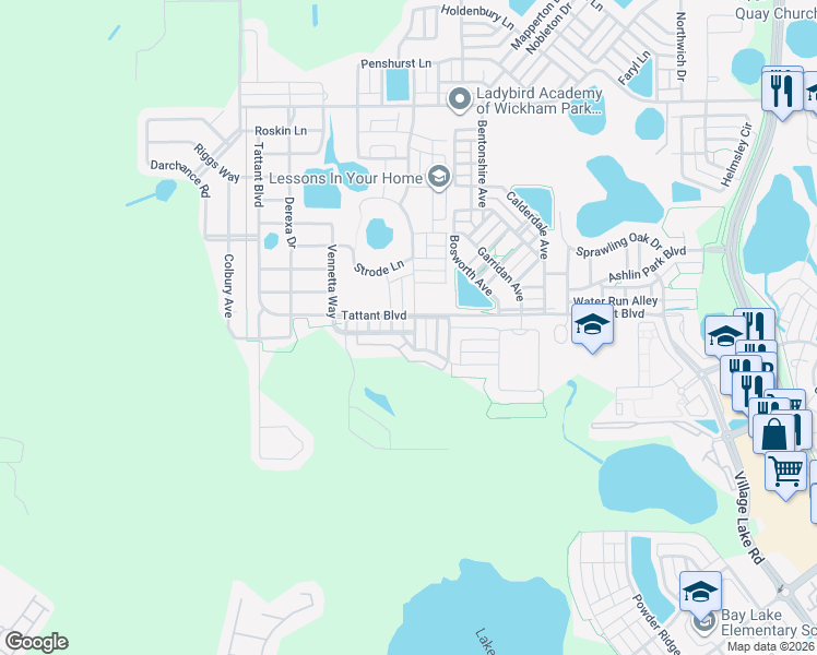 map of restaurants, bars, coffee shops, grocery stores, and more near 12848 Salomon Cove Drive in Windermere