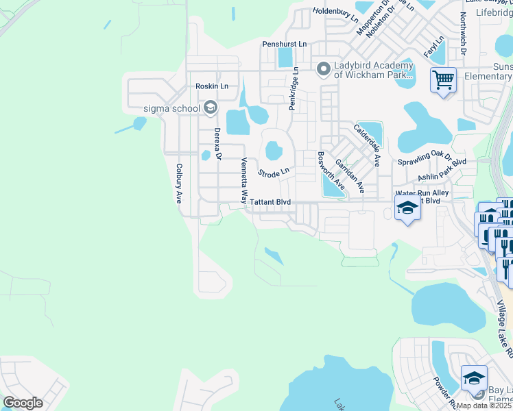 map of restaurants, bars, coffee shops, grocery stores, and more near 7701 Jailene Drive in Windermere