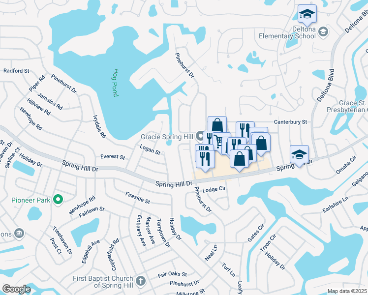map of restaurants, bars, coffee shops, grocery stores, and more near 1316 Sylvia Avenue in Spring Hill