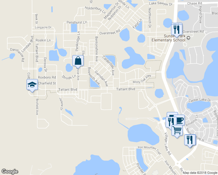 map of restaurants, bars, coffee shops, grocery stores, and more near 12755 Garridan Avenue in Windermere