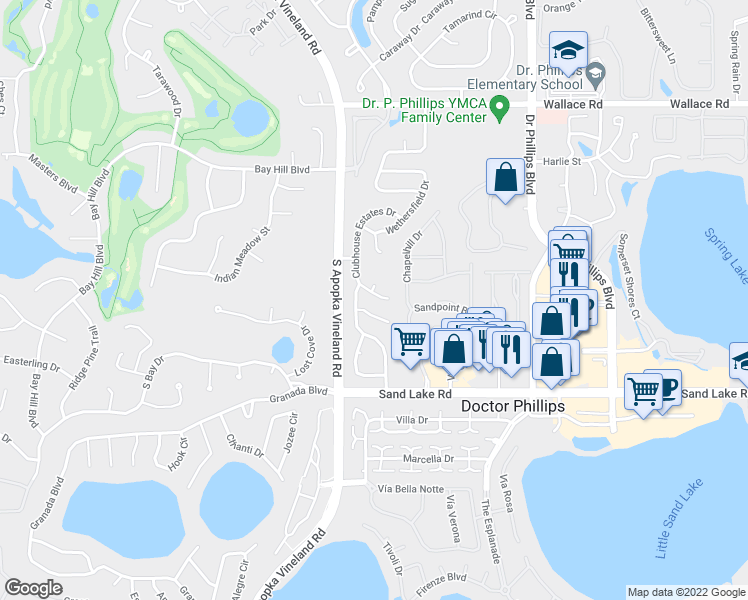 map of restaurants, bars, coffee shops, grocery stores, and more near 8430 Bermuda Dunes Drive in Orlando