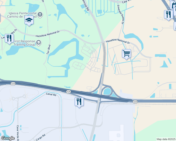 map of restaurants, bars, coffee shops, grocery stores, and more near 7800 Jubilee Park Boulevard in Orlando