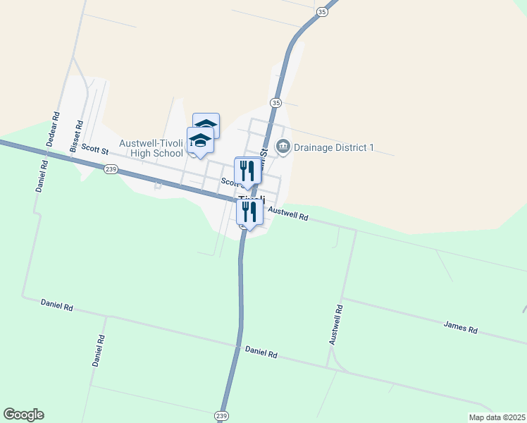 map of restaurants, bars, coffee shops, grocery stores, and more near in Tivoli