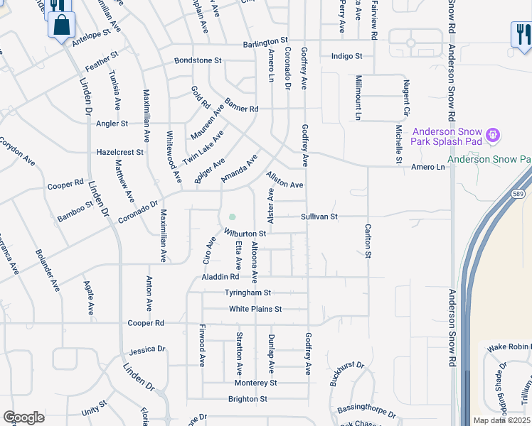 map of restaurants, bars, coffee shops, grocery stores, and more near 1313 Alster Avenue in Spring Hill