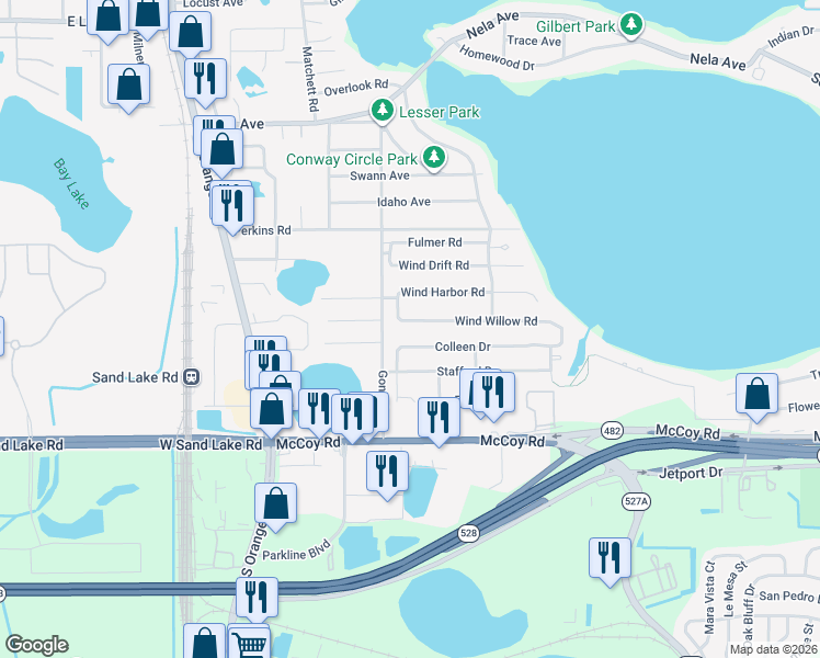map of restaurants, bars, coffee shops, grocery stores, and more near 1634 Wind Willow Road in Belle Isle