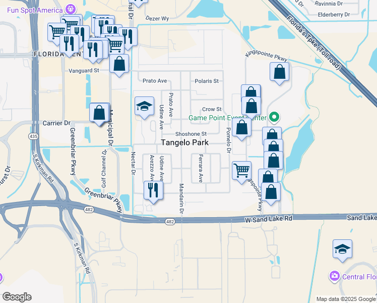 map of restaurants, bars, coffee shops, grocery stores, and more near 4925 Ravenna Avenue in Orlando