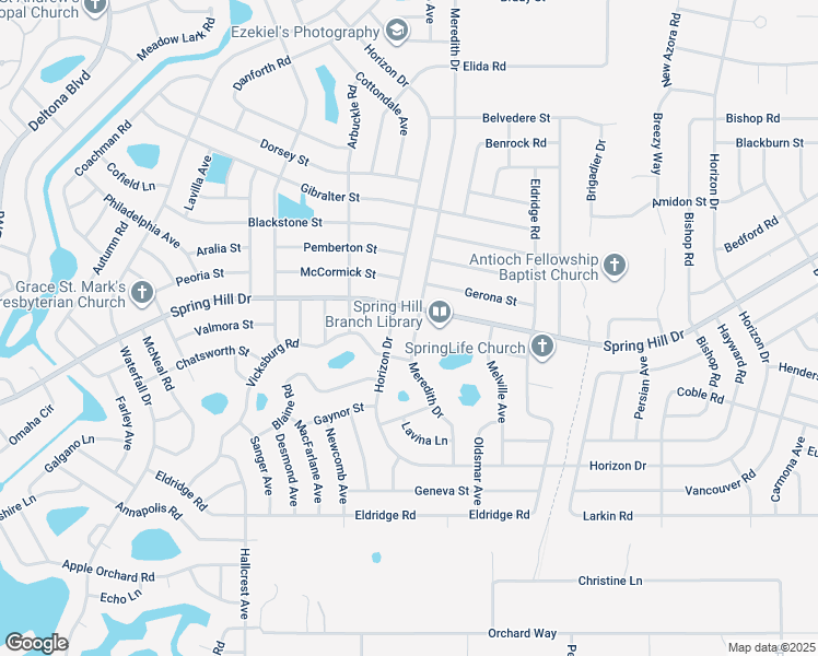 map of restaurants, bars, coffee shops, grocery stores, and more near 9339 Horizon Drive in Spring Hill
