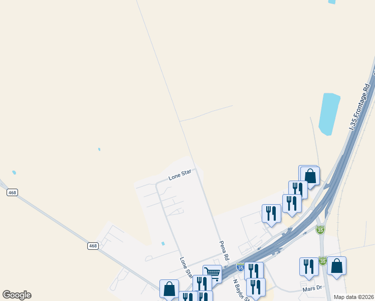 map of restaurants, bars, coffee shops, grocery stores, and more near 1029 Pena Road in Cotulla