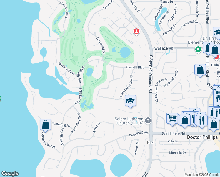 map of restaurants, bars, coffee shops, grocery stores, and more near 6232 Wynfield Court in Orlando