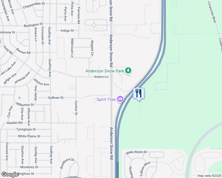 map of restaurants, bars, coffee shops, grocery stores, and more near 1377 Anderson Snow Road in Spring Hill
