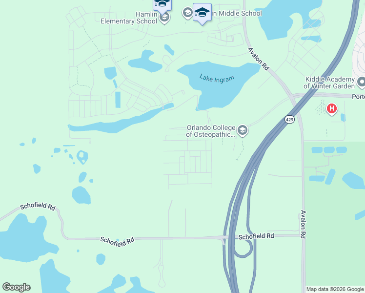 map of restaurants, bars, coffee shops, grocery stores, and more near 6500 Judge Road in Winter Garden