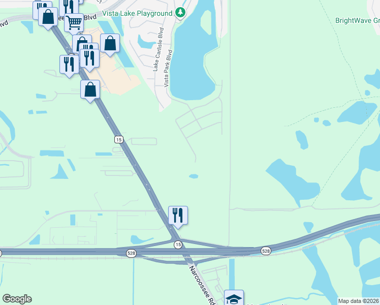 map of restaurants, bars, coffee shops, grocery stores, and more near 7387 Chelsea Harbour Drive in Orlando