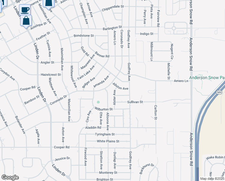 map of restaurants, bars, coffee shops, grocery stores, and more near 1355 Alster Avenue in Spring Hill