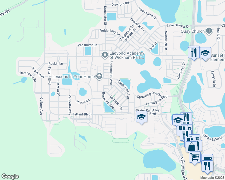 map of restaurants, bars, coffee shops, grocery stores, and more near 12944 Bramwell Street in Windermere