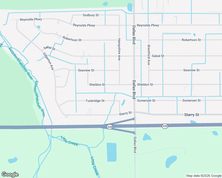 map of restaurants, bars, coffee shops, grocery stores, and more near 18760 Sheldon Street in Orlando