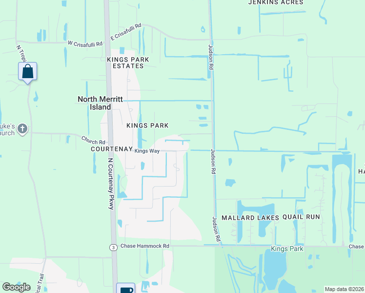 map of restaurants, bars, coffee shops, grocery stores, and more near 670 Kings Way in Merritt Island