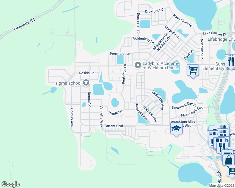 map of restaurants, bars, coffee shops, grocery stores, and more near 13108 Overstreet Road in Windermere