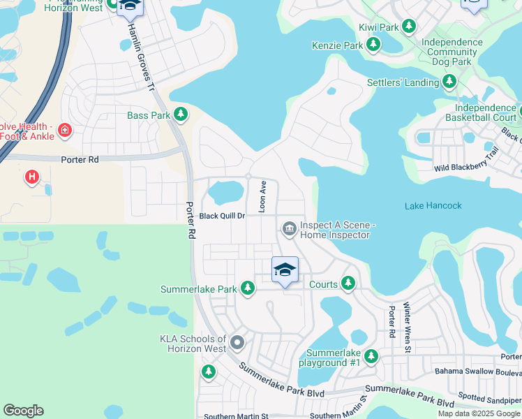 map of restaurants, bars, coffee shops, grocery stores, and more near Loon Avenue in Winter Garden