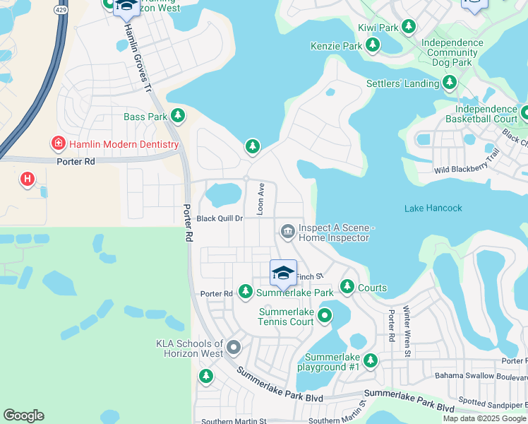 map of restaurants, bars, coffee shops, grocery stores, and more near 7561 Loon Avenue in Winter Garden