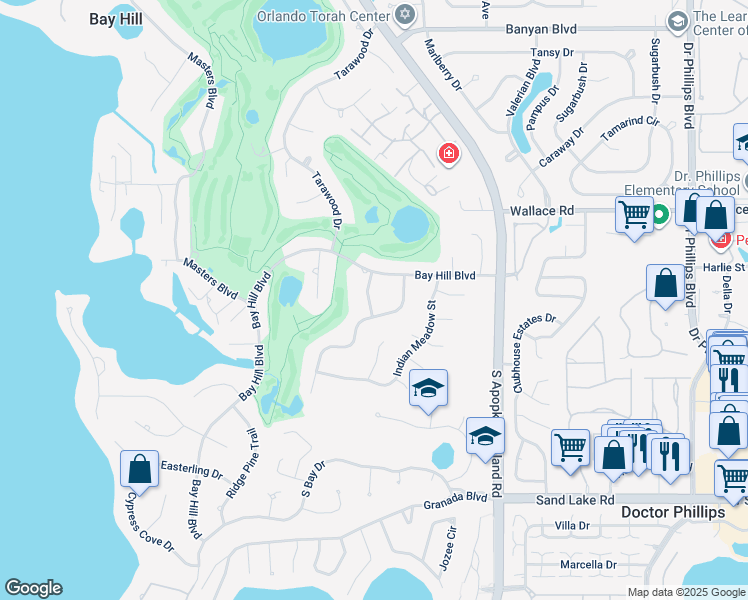 map of restaurants, bars, coffee shops, grocery stores, and more near 6113 Cheshire Lane in Orlando