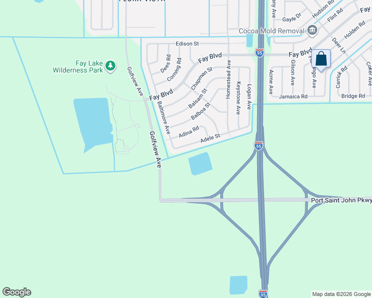 map of restaurants, bars, coffee shops, grocery stores, and more near 6125 Adele Street in Cocoa