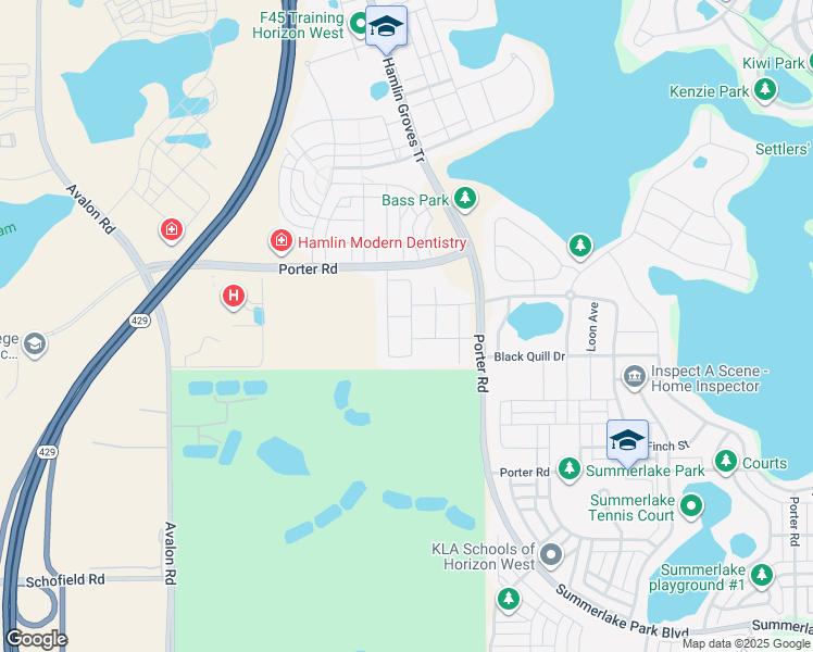 map of restaurants, bars, coffee shops, grocery stores, and more near 7717 Tangerine Knoll Loop in Winter Garden