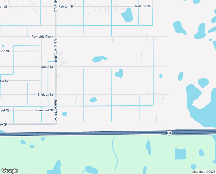 map of restaurants, bars, coffee shops, grocery stores, and more near 20439 Sheldon Street in Orlando