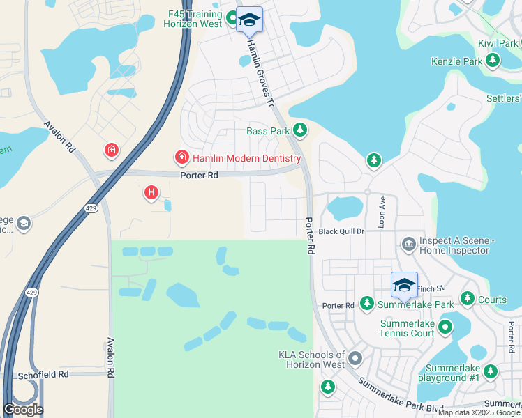 map of restaurants, bars, coffee shops, grocery stores, and more near 7717 Tangerine Knoll Loop in Winter Garden