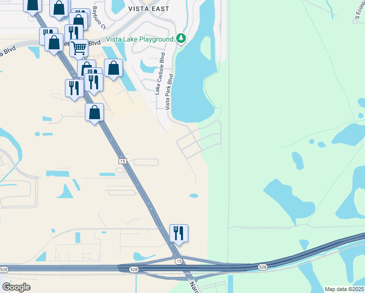 map of restaurants, bars, coffee shops, grocery stores, and more near 7299 Chelsea Harbour Drive in Orlando