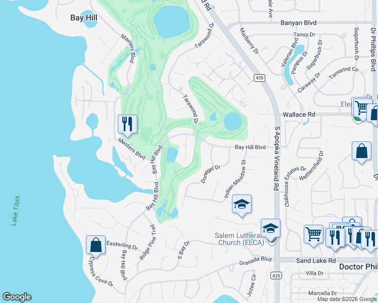 map of restaurants, bars, coffee shops, grocery stores, and more near 6201 Dartmoor Court in Orlando