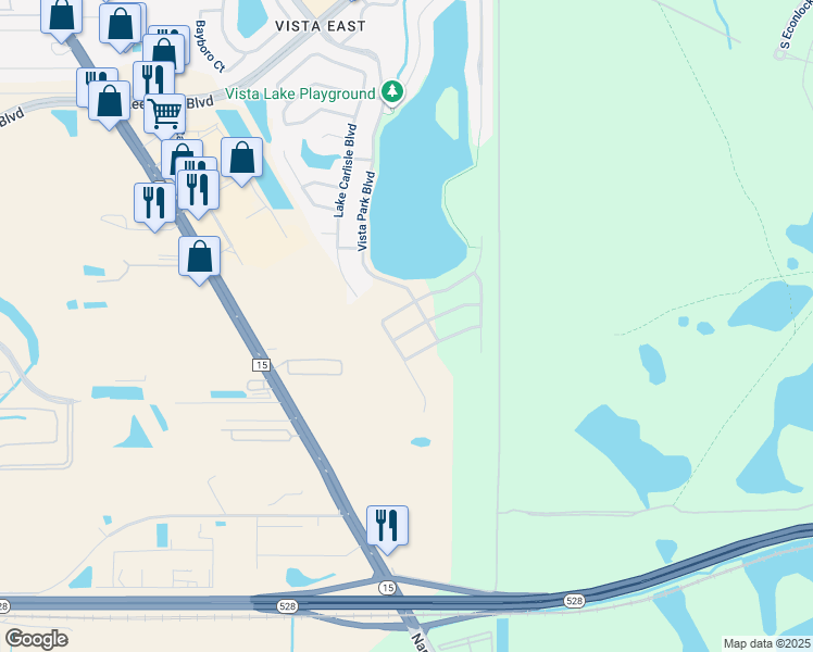 map of restaurants, bars, coffee shops, grocery stores, and more near 8651 Alexandria Harbour Place in Orlando