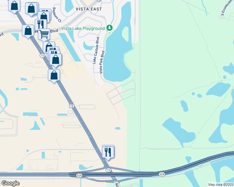 map of restaurants, bars, coffee shops, grocery stores, and more near 8651 Alexandria Harbour Place in Orlando